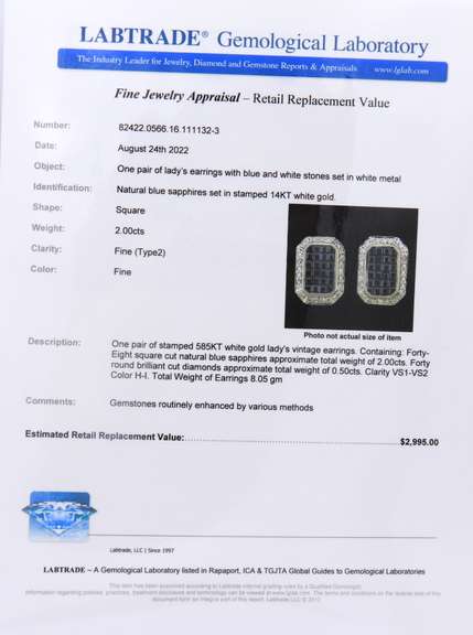 Incredible 18kt White Gold Sapphire and Diamond Invisible Set Earrings