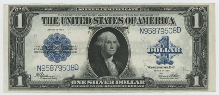 Crisp Series of 1923 Large Size $1 Silver Certificate