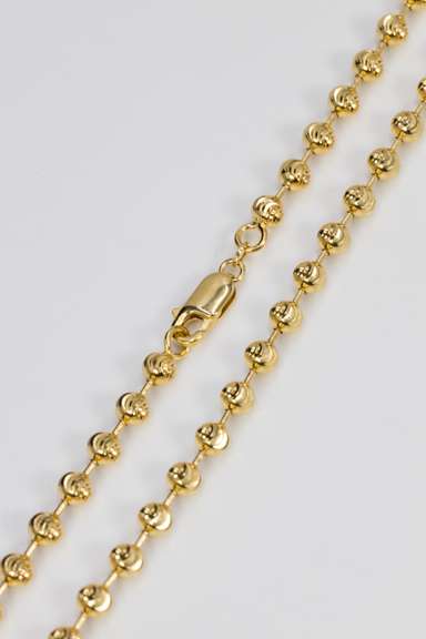 10k Gold 5mm Moon Bead Chain Necklace 18 Inches