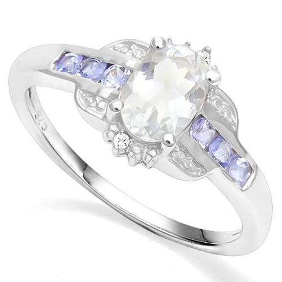 2/3ct AQUAMARINE & 1/4ct SAPPHIRE SILVER COCKTAIL RING