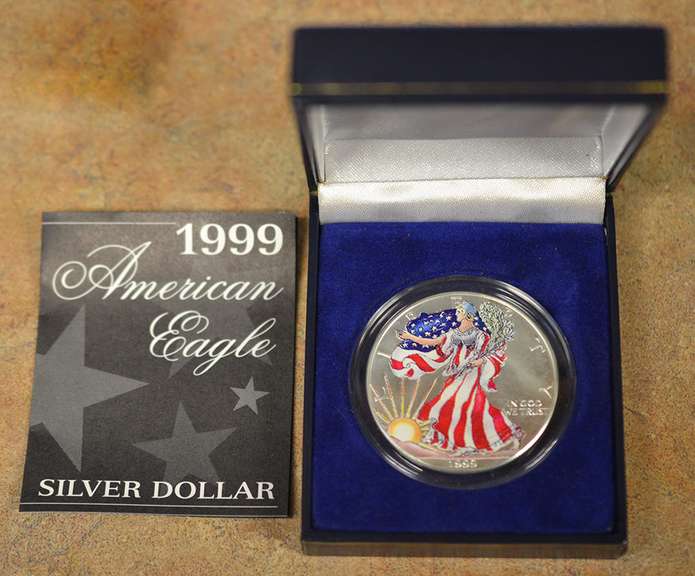 1999 Colorized American Silver Eagle In Display Box
