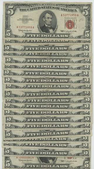 20 Nice Series of 1953 & 1963 $5 Red Seal Notes