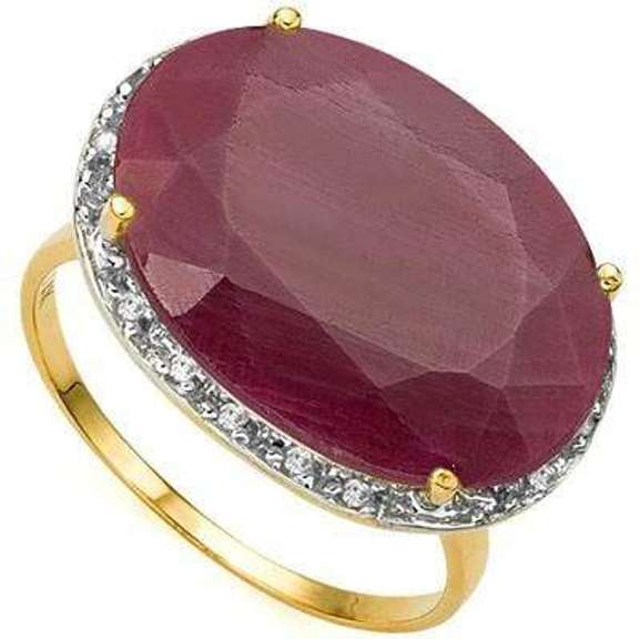 11.53 CARAT TW (19 PCS) GENUINE RUBY & GENUINE DIAMOND 10K SOLID YEL
