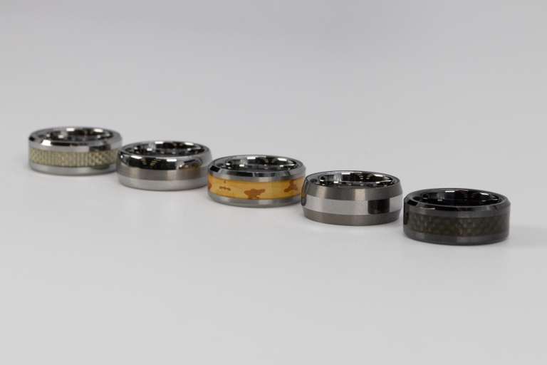 Lot of 5 Size 7 Tungsten Carbide Rings in Various Styles