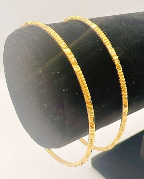 Set of 2x 22kt Solid Yellow Gold Bangle Bracelets