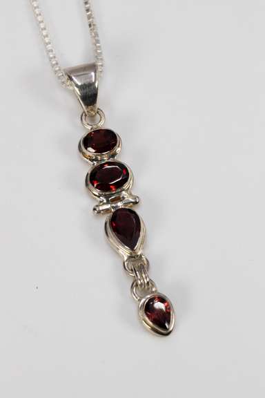 Sterling Silver Garnet Pendant