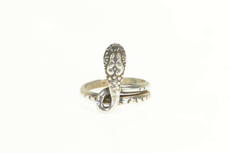 Sterling Silver Ornate Snake Serpent Wrap Statement Ring