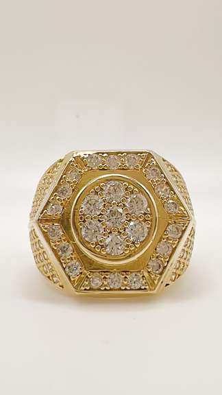 Men's 14kt Solid Yellow Gold & CZ Ring