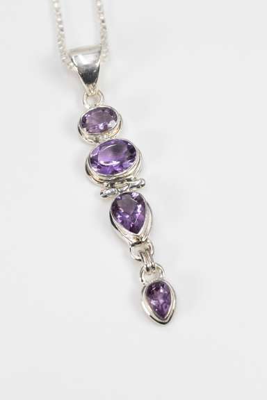 Sterling Silver Natural Amethyst Gemstone Pendant