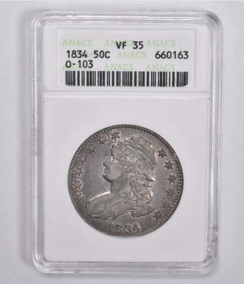 VF35 1834 Capped Bust Half Dollar O-103 ANACS