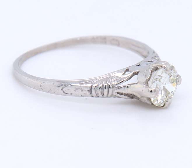 Vintage Platinum approximate 0.70ct European Cut Diamond Engagement Ring