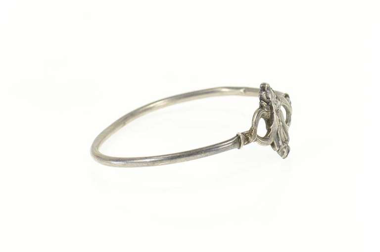 Sterling Silver Ornate Chinese Bearded Face Bangle Bracelet