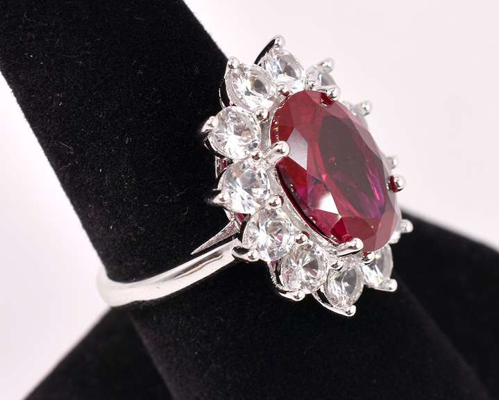 Noticeable Bright Crystal Sterling Silver Ring