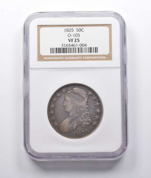VF25 1825 Capped Bust Half Dollar O-105 NGC