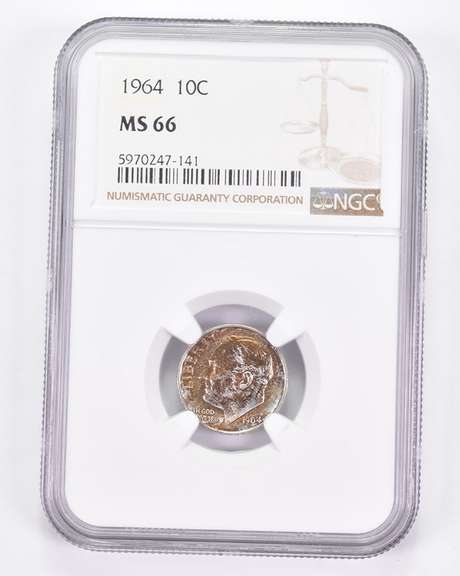 MS66 1964 Roosevelt Dime - Graded NGC