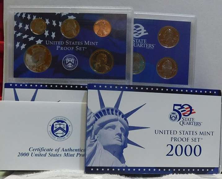 2 Sets: 2000 PROOF Sets  NOTE: The US Mint is now charging $32 ea for current non-Silver Proof Sets.