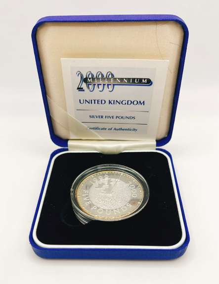 2000 Millennium United Kingdom Silver Proof Coin 5 Pounds