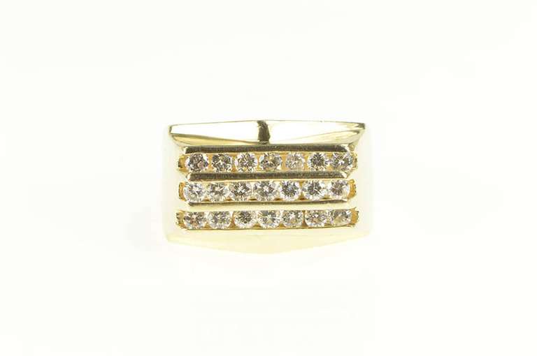 14K Yellow Gold 1.00 Ctw Squared Tiered Diamond Channel Ring