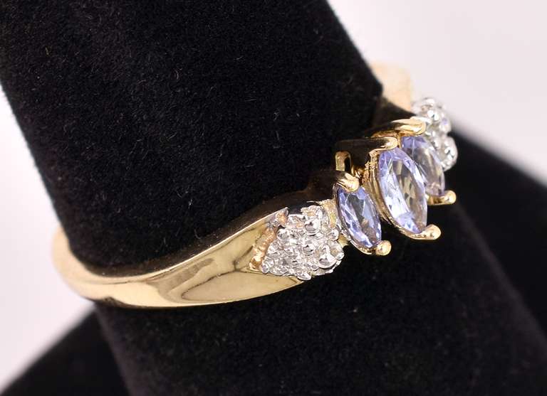 Beautiful Iolite and Diamond Ring in Yellow Gold