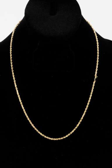 14K Yellow Gold 2.4mm Solid Rope Chain 20 Inch