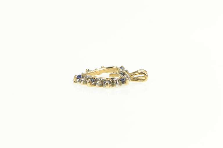 10K Yellow Gold Sapphire Diamond Heart Love Symbol Pendant