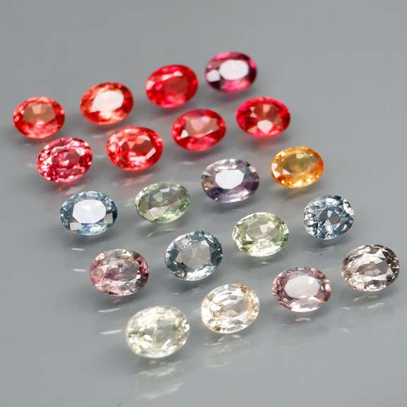 Flashing 20 piece 4.11ct fancy color Sapphire set