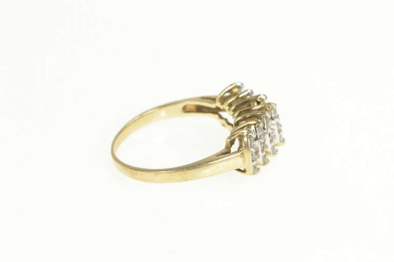 10K Yellow Gold 0.50 Ctw Tiered Diamond Squared Cluster Ring
