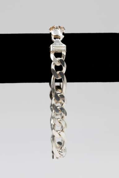 .925 Sterling Silver 13mm 3+1 Figaro Bracelet 10 Inches