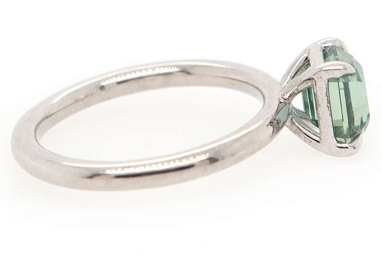 Anueva Emerald Cut Montana Sapphire Solitaire Ring in Platinum
