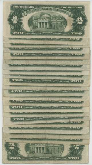 Large lot of 22 Series of 1953 $2 Red Seal Notes