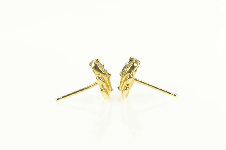 14K Yellow Gold Marquise Natural Sapphire Diamond Cluster Earrings