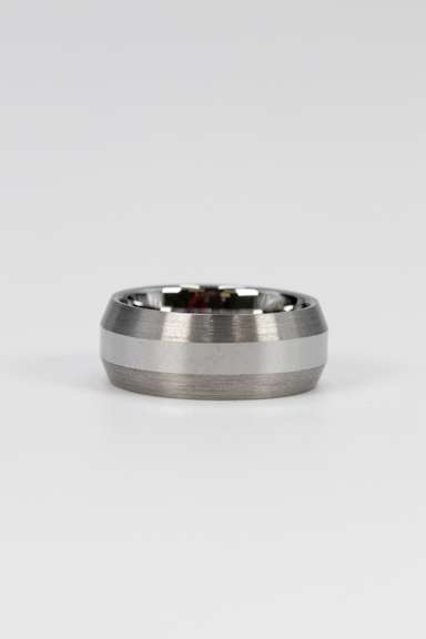 Men's Tungsten Carbide Silver Tone Thick Stripe Wedding Band Comfort Fit Ring Size 6.5