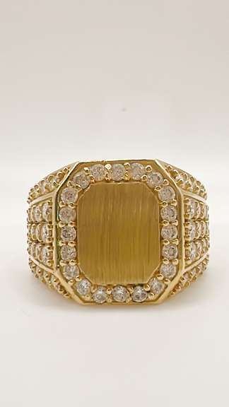 Men's 14kt Solid Yellow Gold & CZ Ring