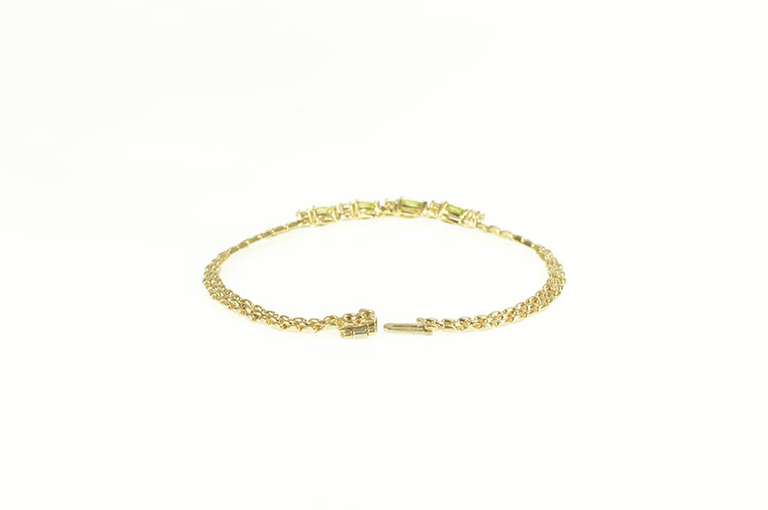 14K Yellow Gold Peridot Diamond Accent Classic Statement Bracelet