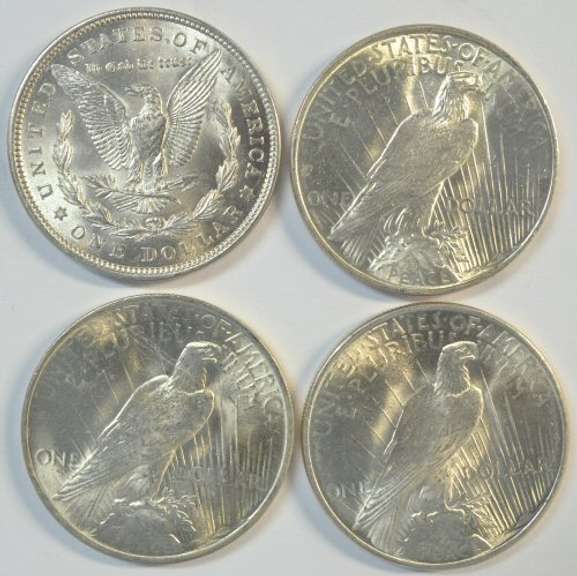 Choice BU 1921 Morgan & 1922-1924 Peace Silver Dollars