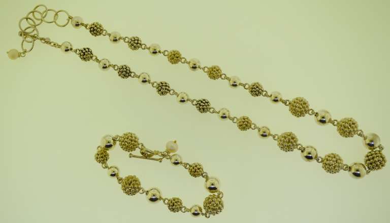 Michael Dawkins Sterling Silver Ball Necklace And Bracelet set