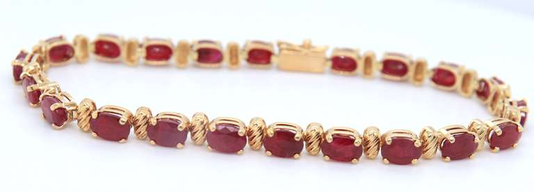 Fabulous Yellow Gold Ruby Station Bracelet