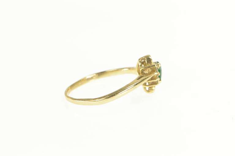 14K Yellow Gold Pear Emerald Diamond Accent Statement Ring