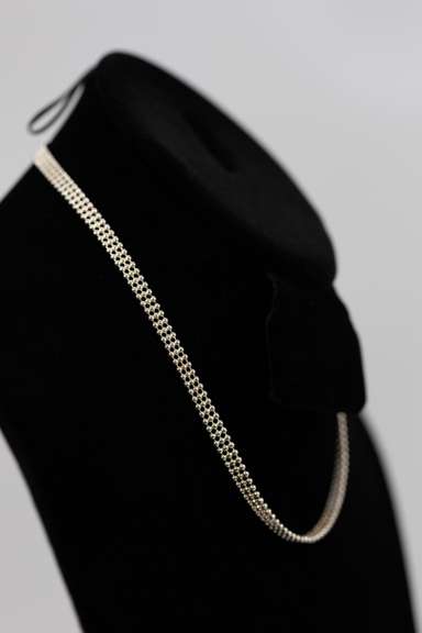 .925 Italian Sterling Silver 5.4mm 3 Strand Bead Chain 16 Inches