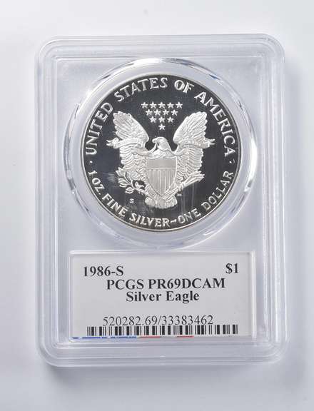 PR69 DCAM 1986-S American Silver Eagle Signed Moy PCGS