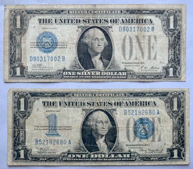 1934 A &1953 $10 Silver Certificates