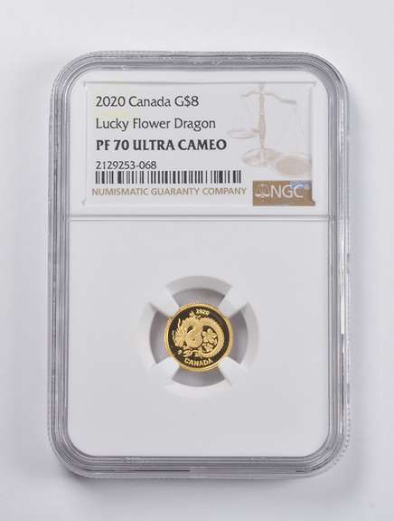 PF70 UCAM 2020 Canada $8 Gold Lucky Flower Dragon NGC