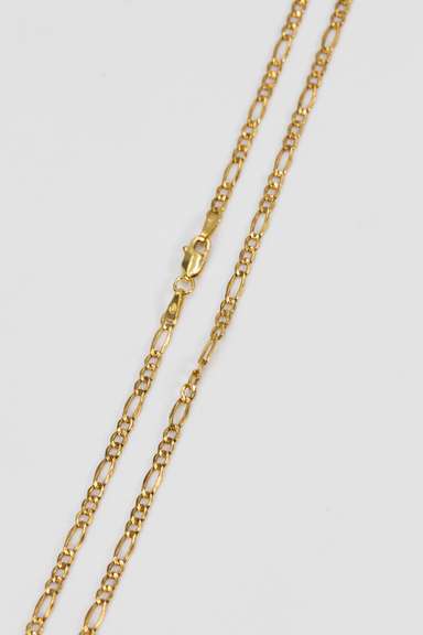 14k Yellow Gold-Hollow Figaro Link Chain 2.6mm Necklace 20"
