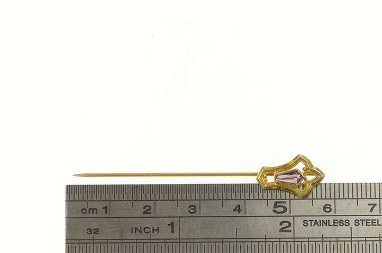 10K Yellow Gold Victorian Amethyst Ornate Classic Stick Pin
