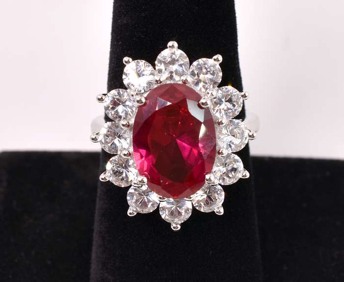 Noticeable Bright Crystal Sterling Silver Ring