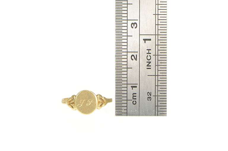 10K Yellow Gold Retro JF Monogram Initial Name Baby Child's Ring