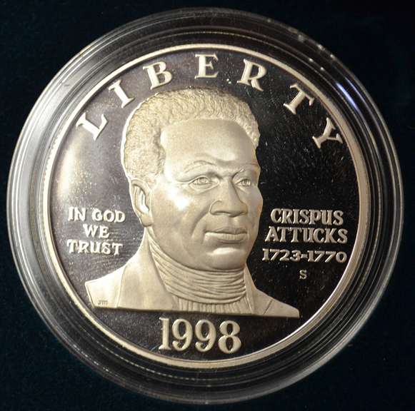 1998 Black Revolutionary War Patriots Silver Proof Commemorative Dollar OGP