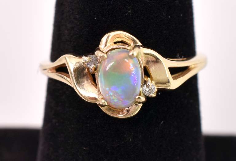 Darling Opal and Diamond Ring in Yellow Gold