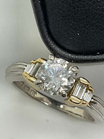 CERTIFIED LADIES 18K AND PLATINUM DIAMOND ENGAGEMENT RING
