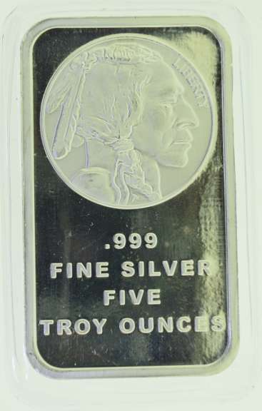 Buffalo Indian Head 5 oz .999 Silver Bar